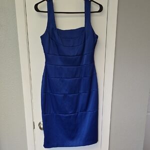 AB Studio Blue Tiered Sheath Mini Dress